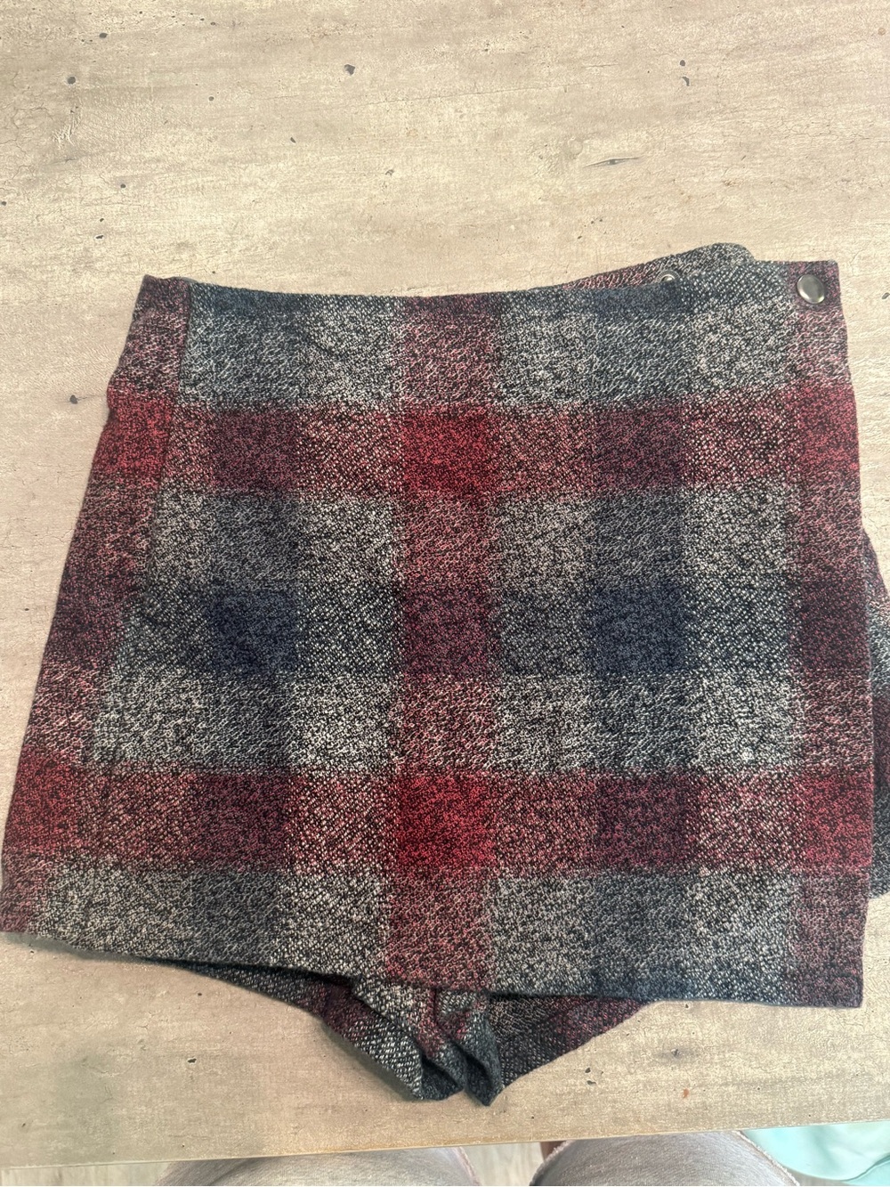 Free People Plaid Tweed Skort in Red and Gray